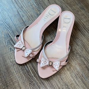 Vintage authentic dior kitten heel mules with bow